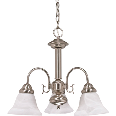 Nuvo Lighting 60/182  Ballerina - 3 Light - 20" - Chandelier with Alabaster Glass Bell Shades in Brushed Nickel Finish